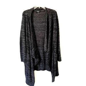 ZARA Open Front Long Linen Cardigan Black White Size Medium